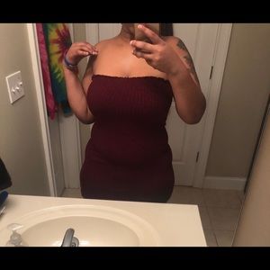 Cute, Simple , Comfortable , Burgundy Tube Dress .